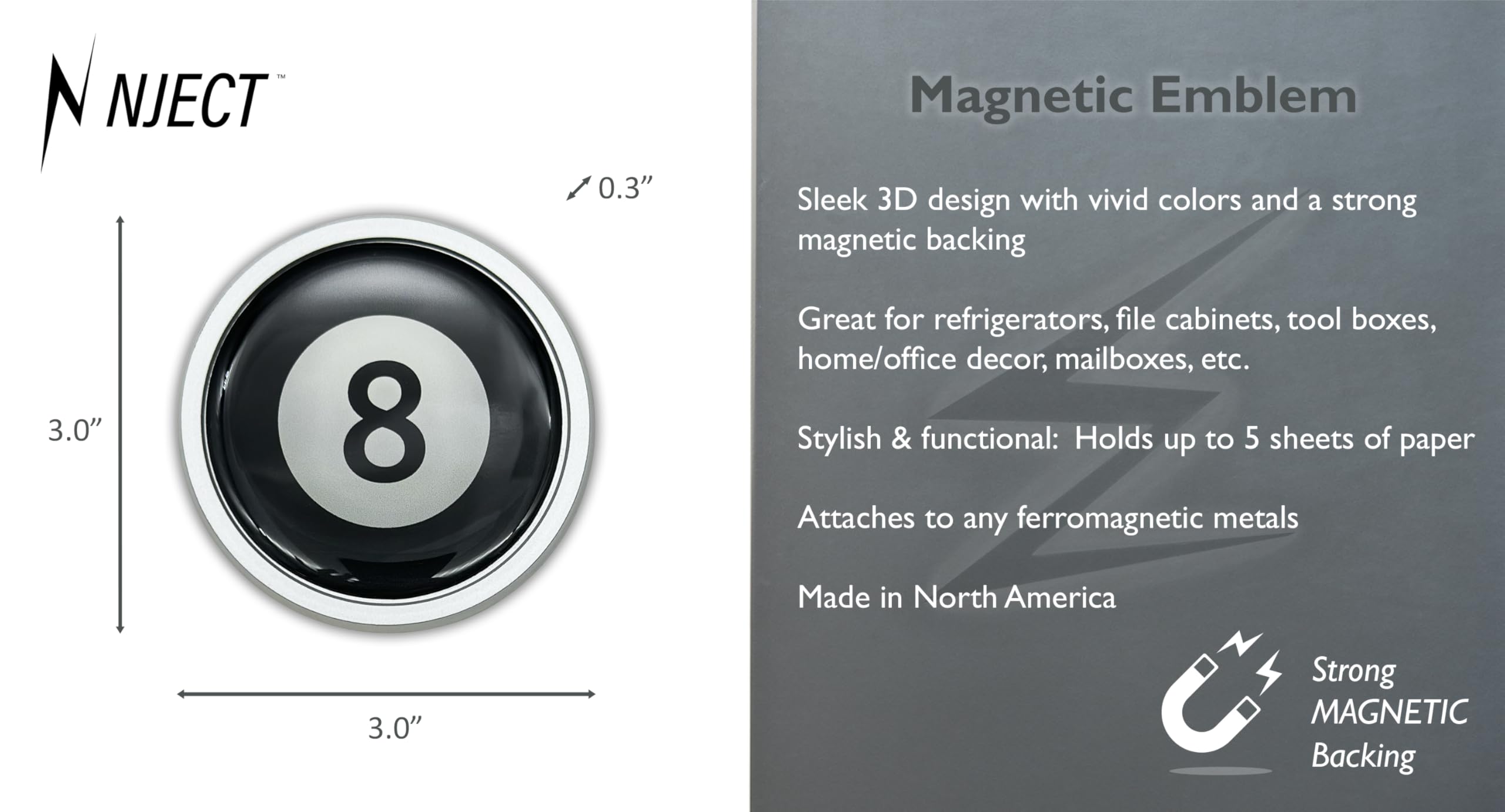 NJECT Refrigerator Sports Magnet mounted on metal locker