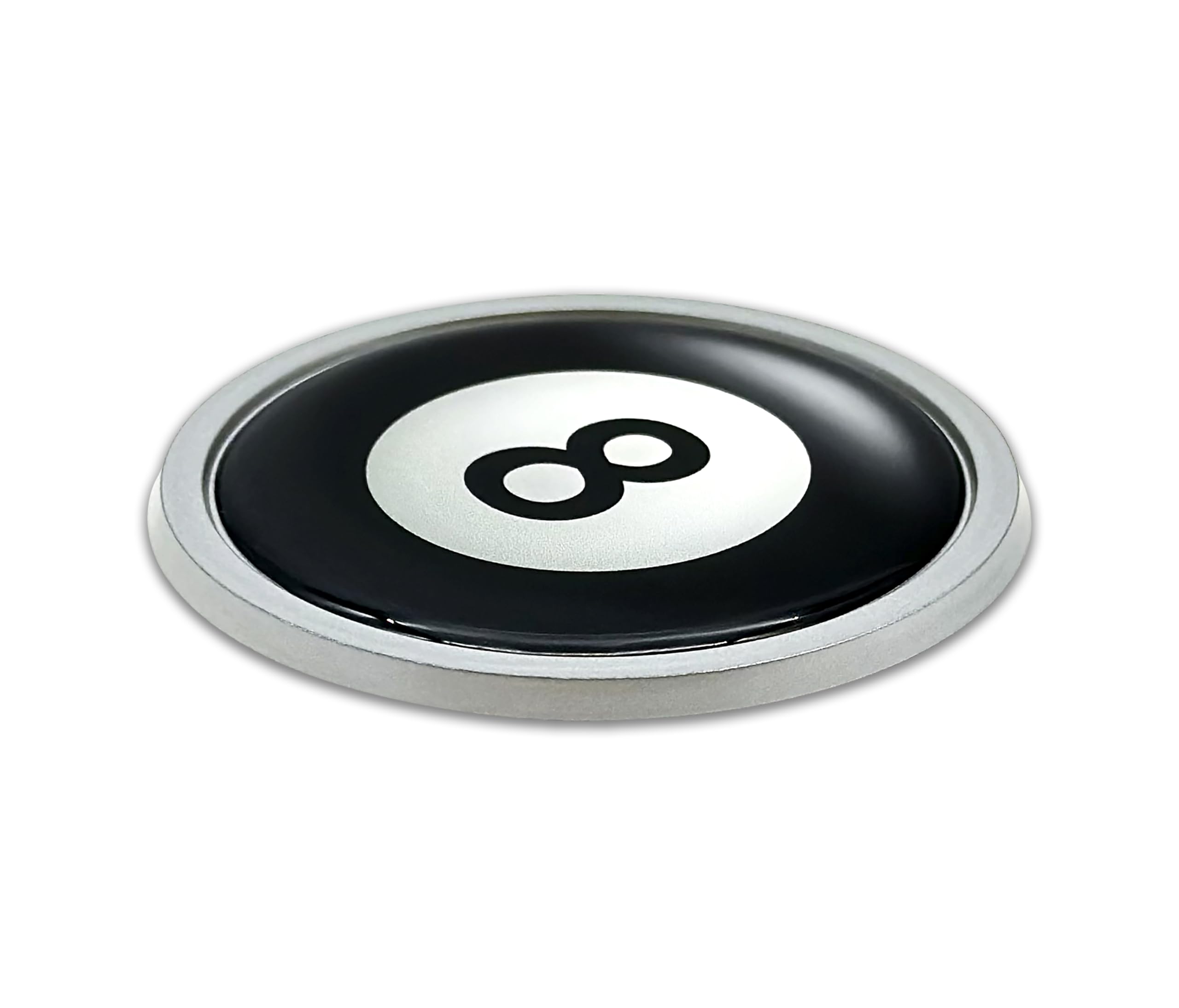 NJECT 8 Ball silver refrigerator magnet on tool chest