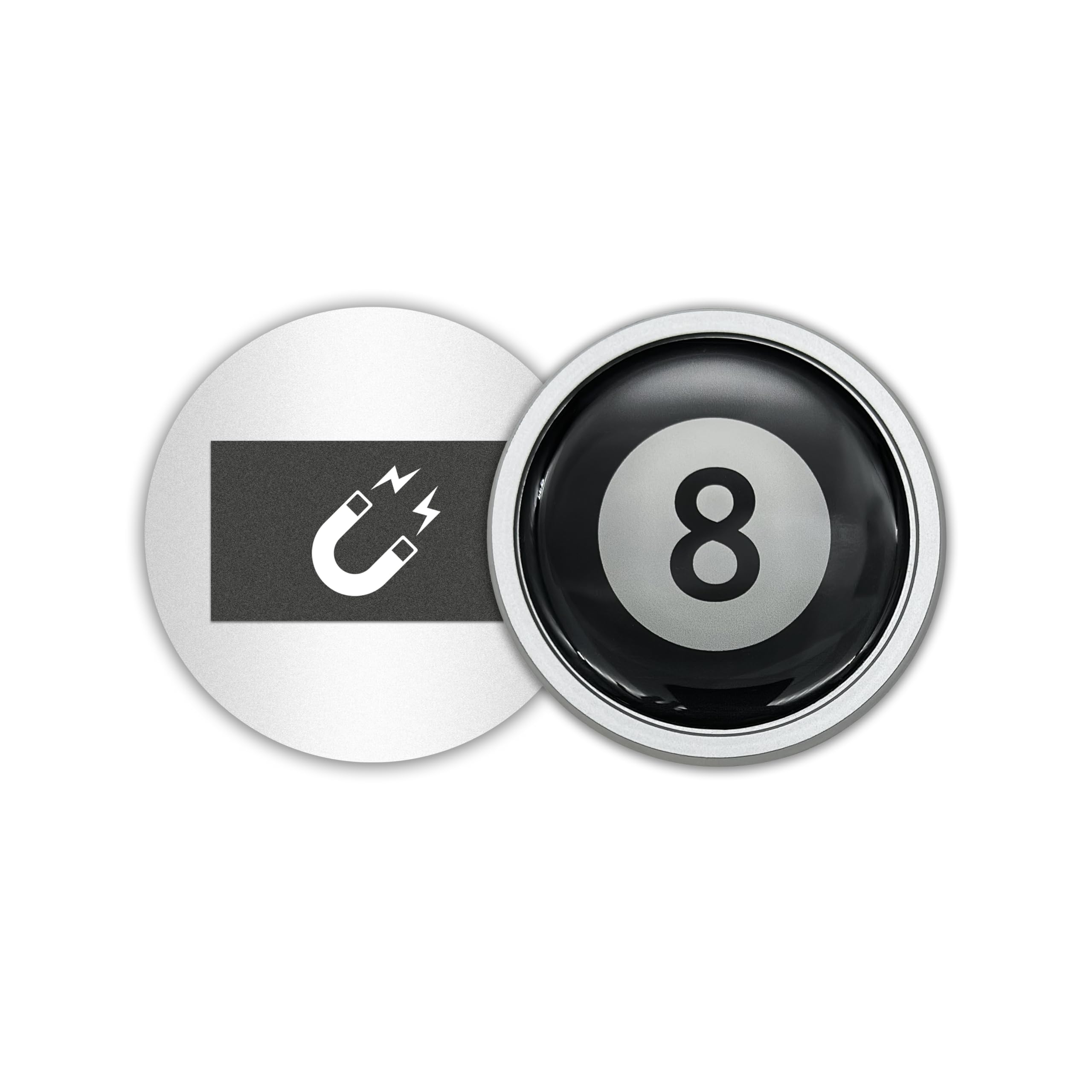 NJECT Black Billard 8 Ball Silver Refrigerator Sports Magnet front view