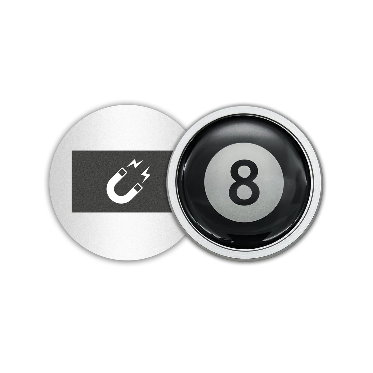 NJECT Black Billard 8 Ball Silver Refrigerator Sports Magnet front view