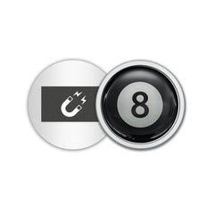 NJECT Black Billard 8 Ball Silver Refrigerator Sports Magnet front view