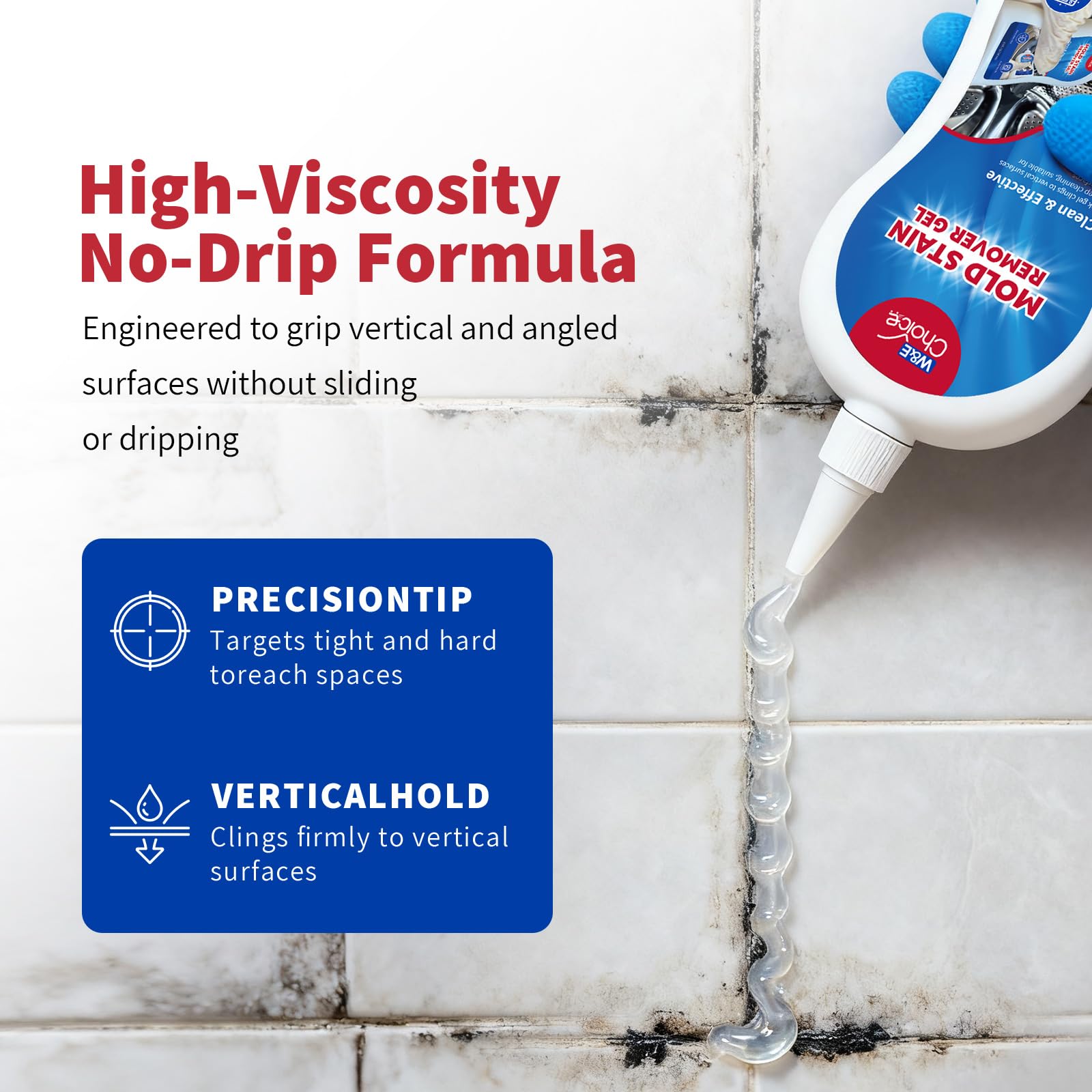 Wide-use gel for front-load washing machine gaskets bathtubs tiles and sinks