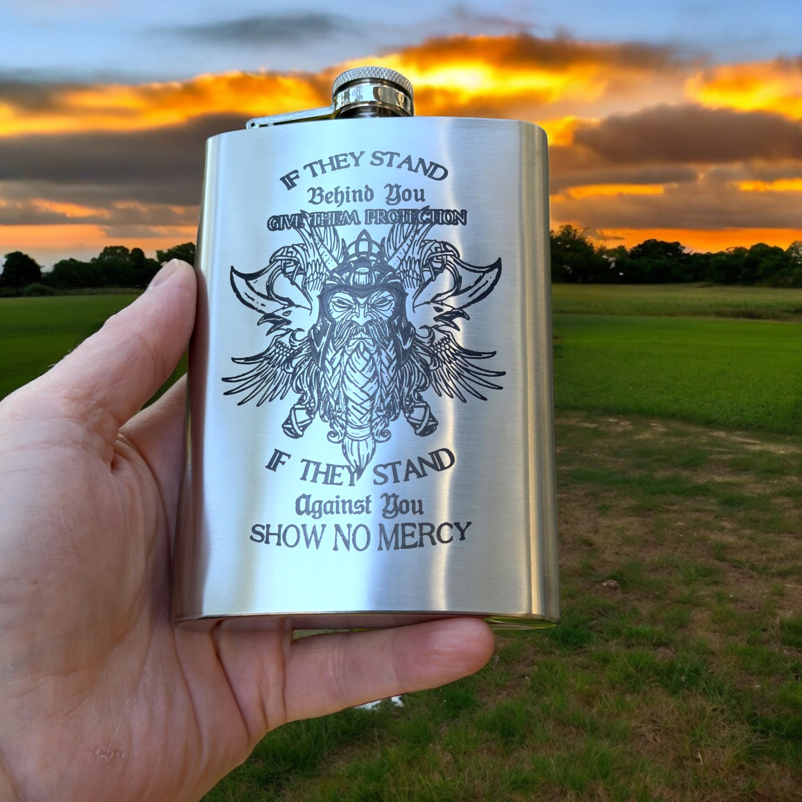 8 oz travel flask by Viking No Mercy for hydration