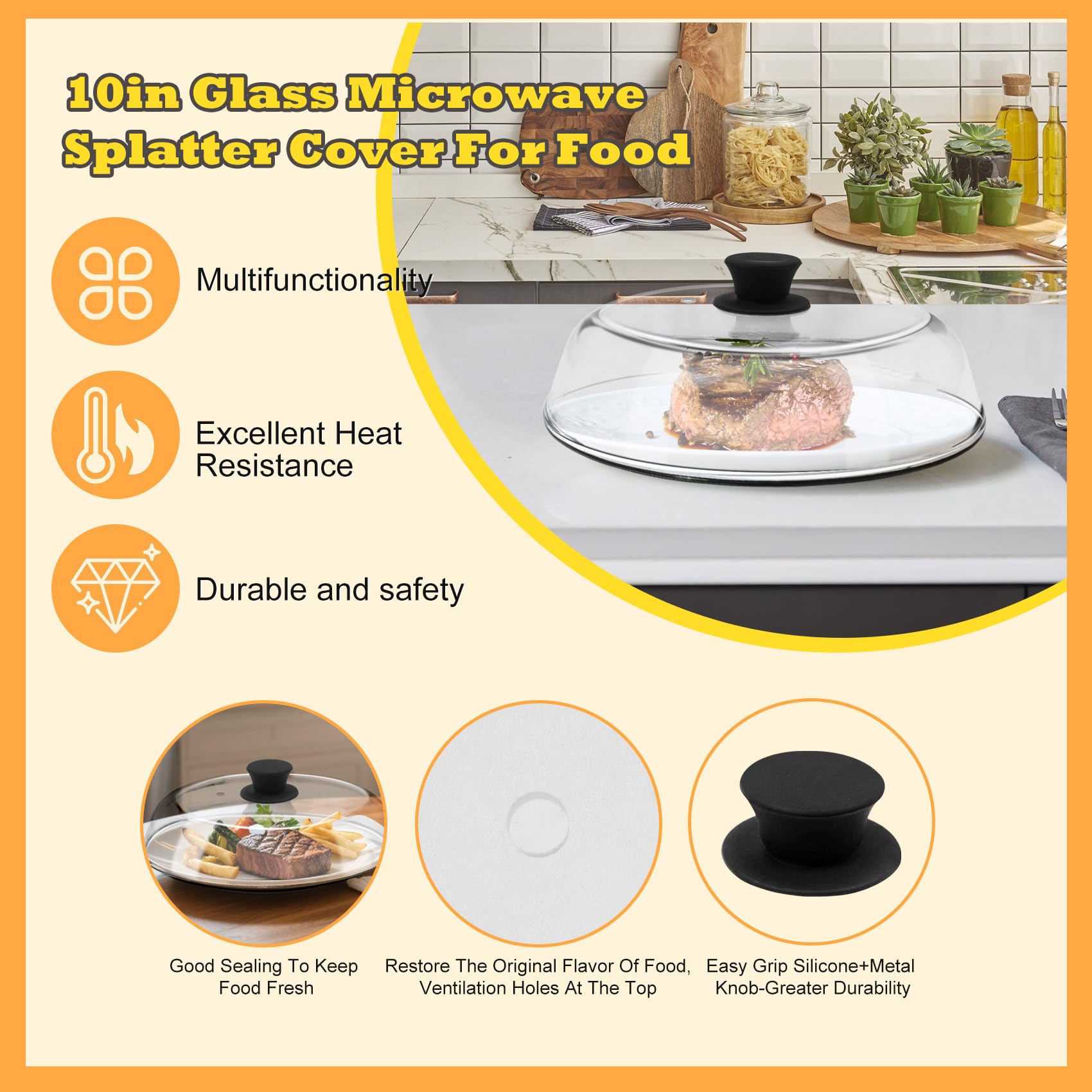 transparent glass microwave cover monitor food while heating