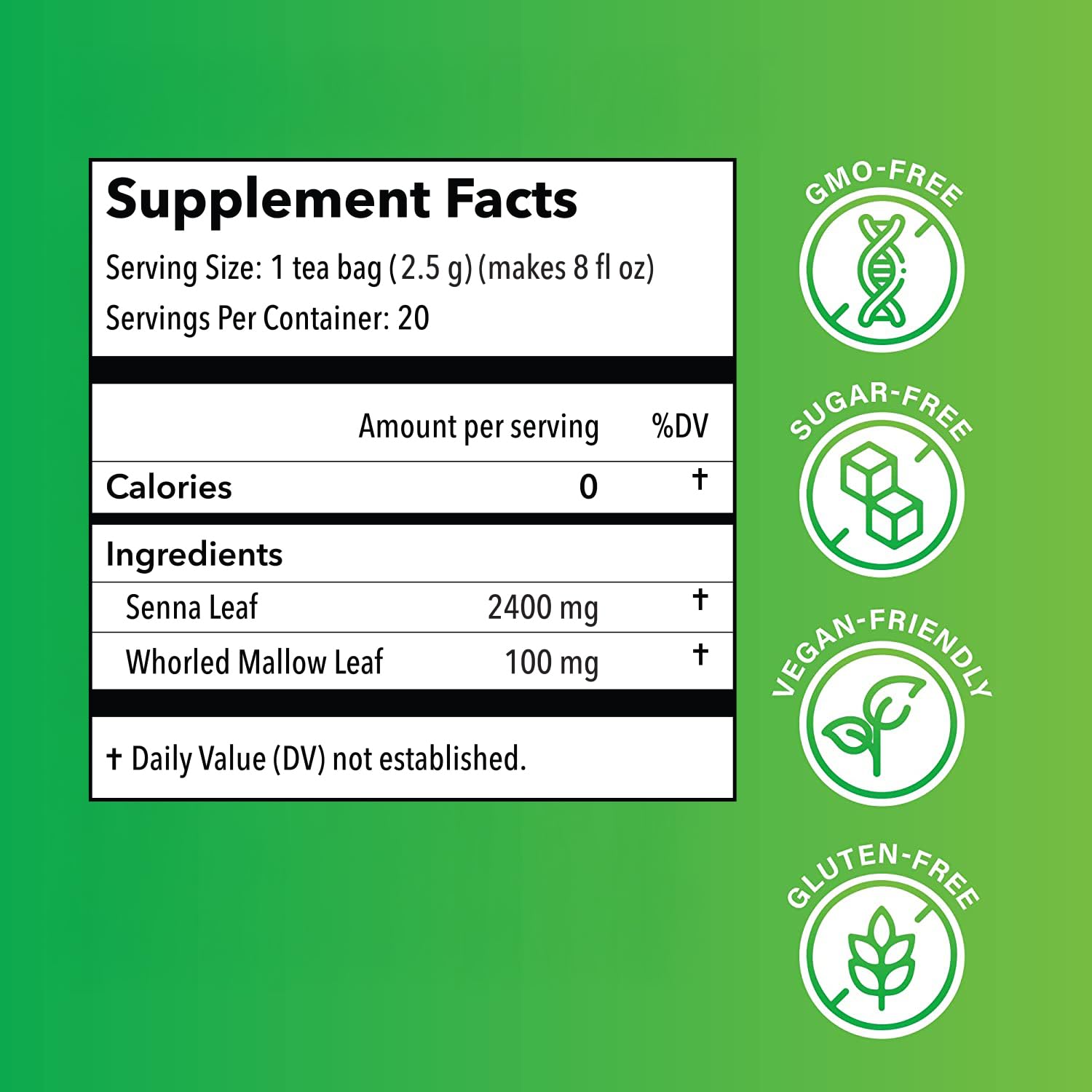 Packaging highlights no preservatives caffeine sugar on packaging