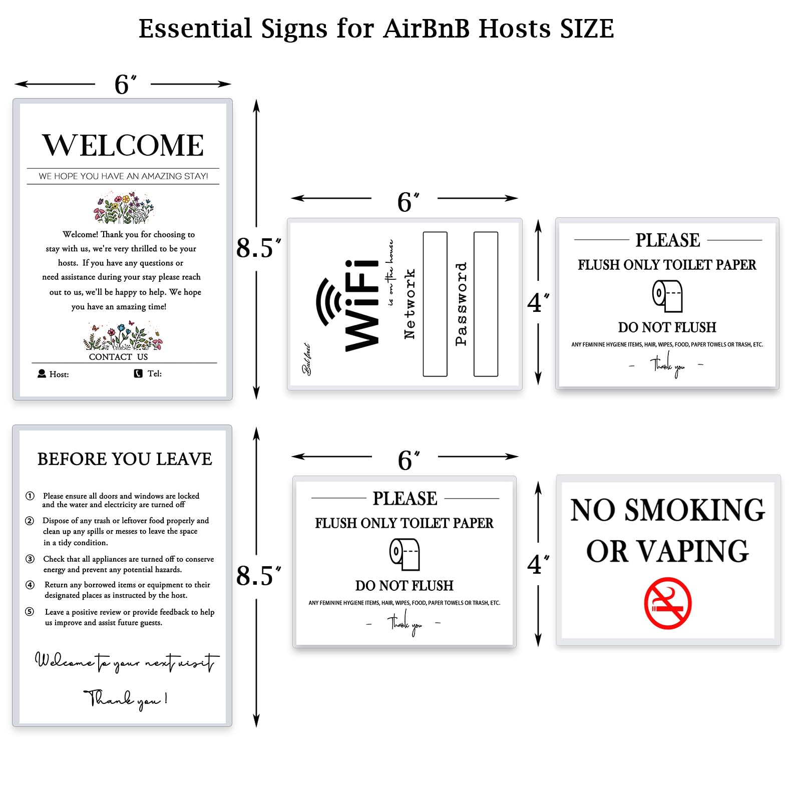 No smoking sign 4x6 for home rental