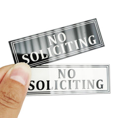 No Soliciting Doorbell Sign small acrylic 3x1 inch black sign
