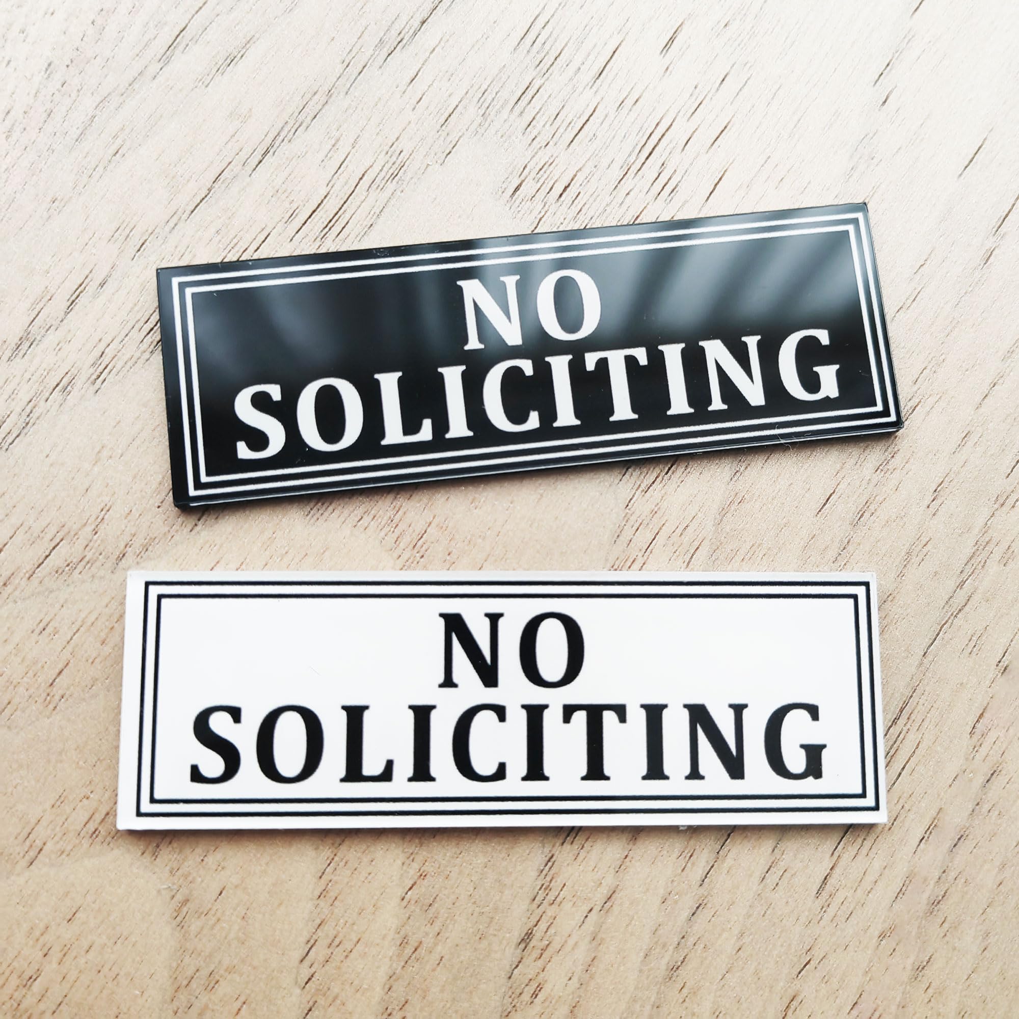 No Soliciting sign 3x1 inch acrylic sign with adhesive
