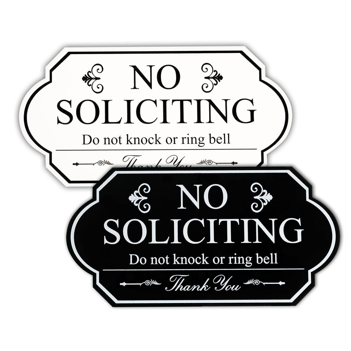 No Soliciting Sign acrylic 6x3 2pack for house door