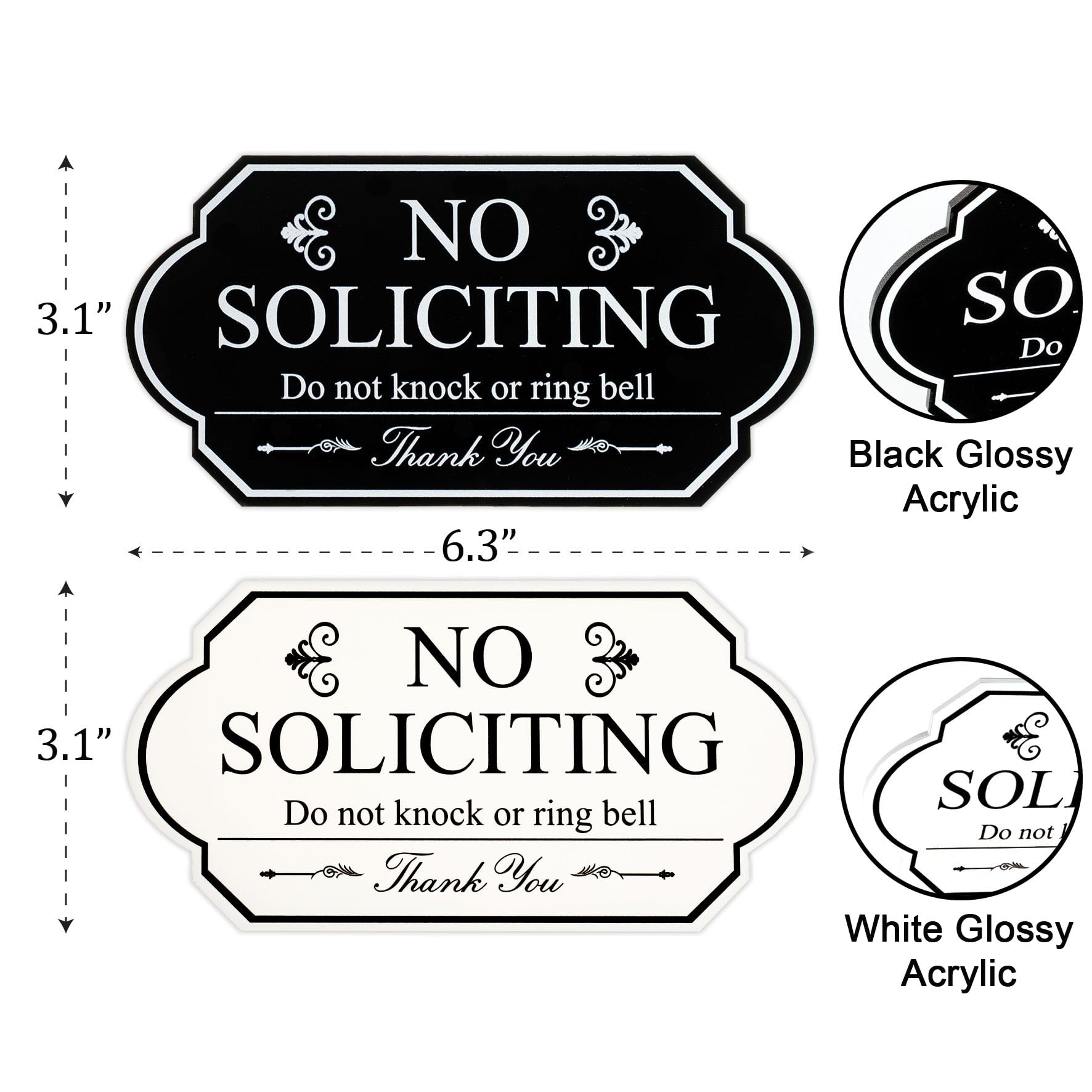 Acrylic no soliciting sign with card and kraft envelope included