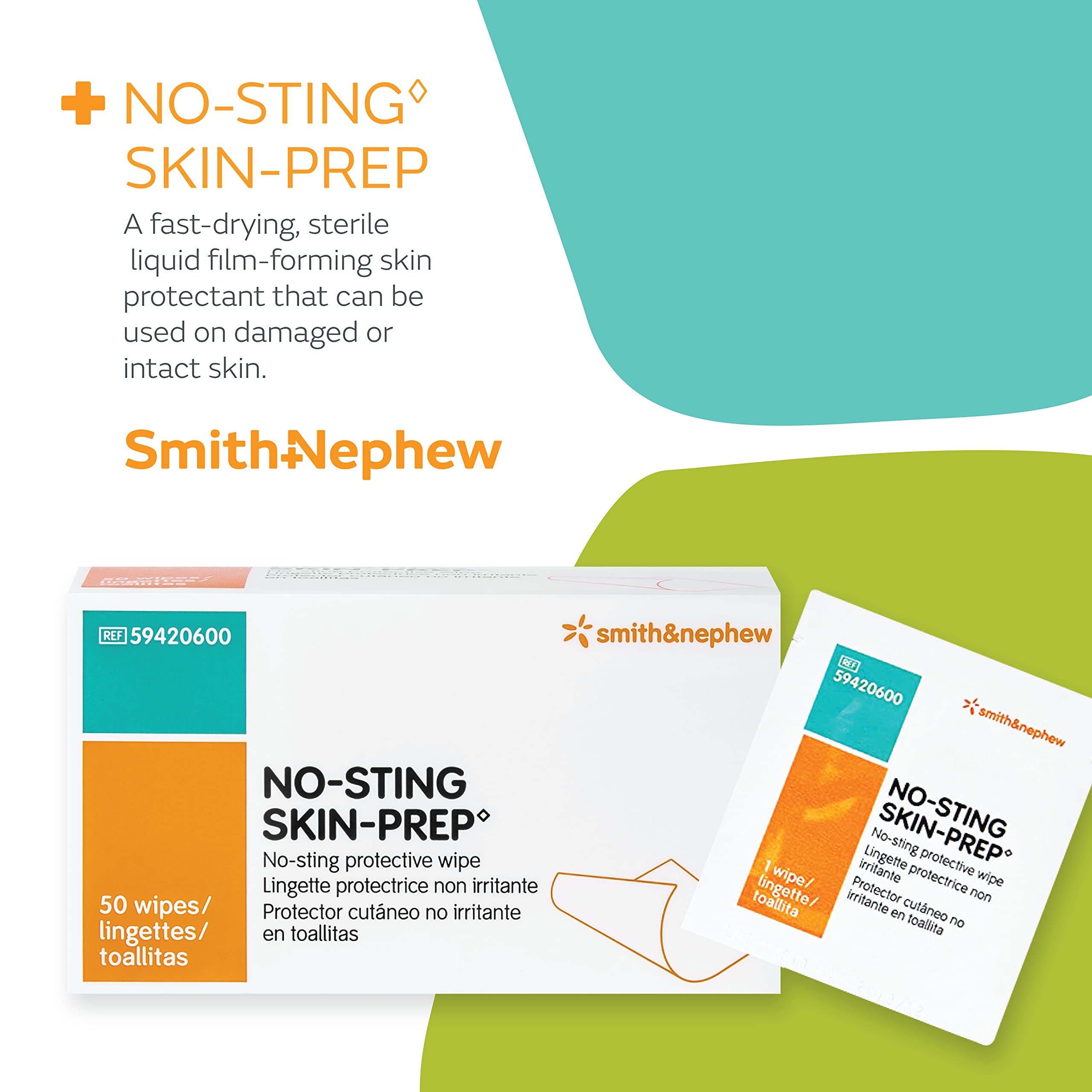 NO-STING SKIN-PREP Wipes individually wrapped packaging