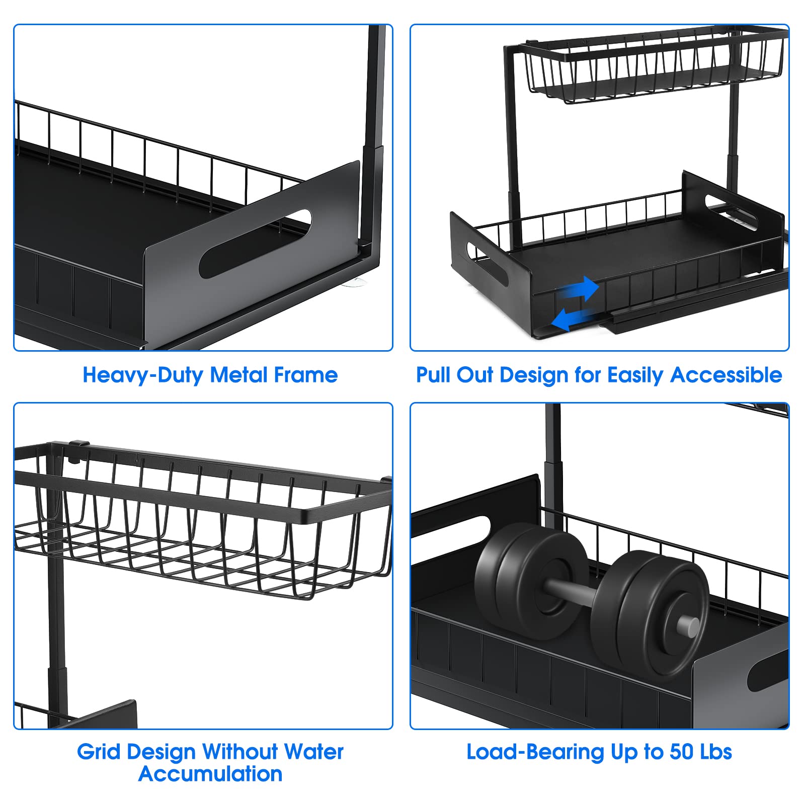 2-tier pull-out drawer with silent rails