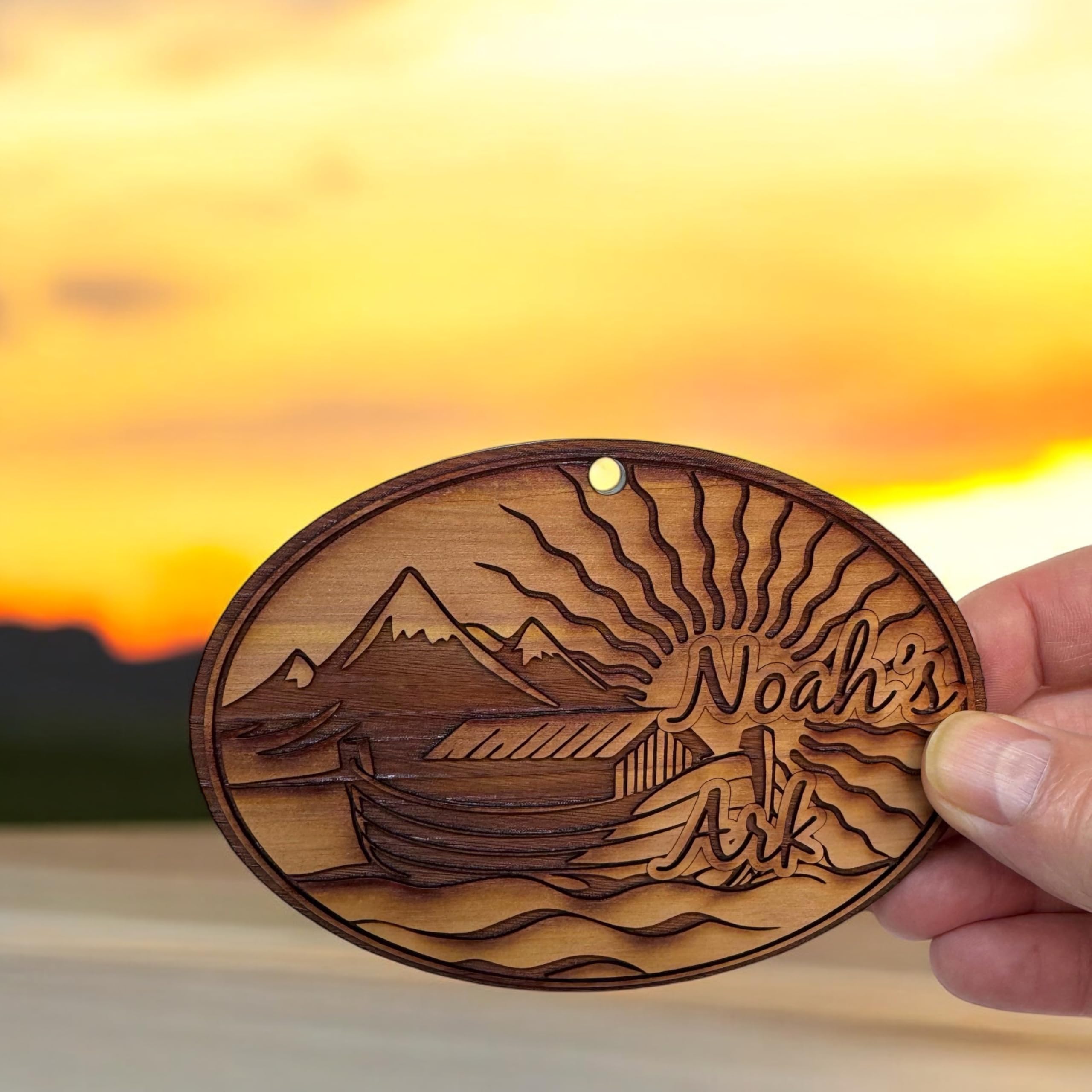 Noahs Ark cedar ornament natural wood grain texture