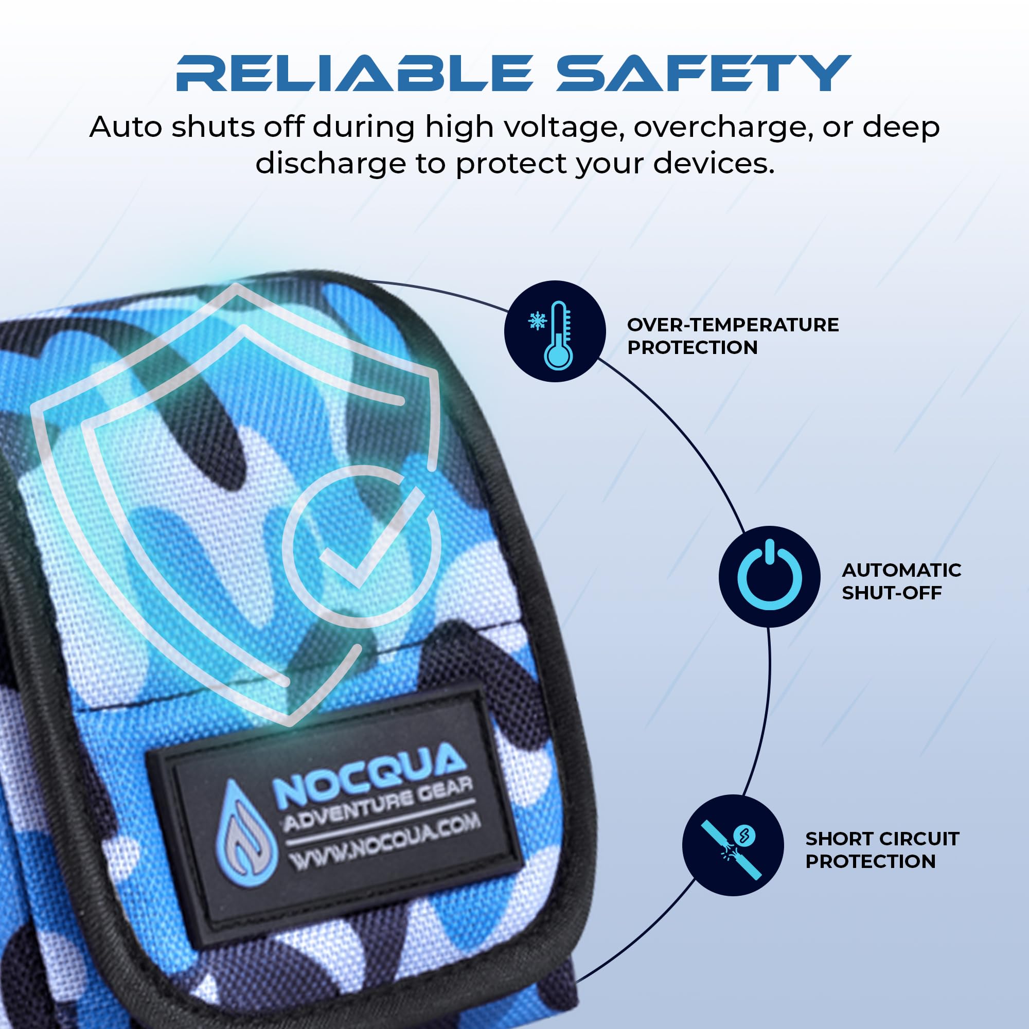 Safe charging features protect against short circuits and overcharge