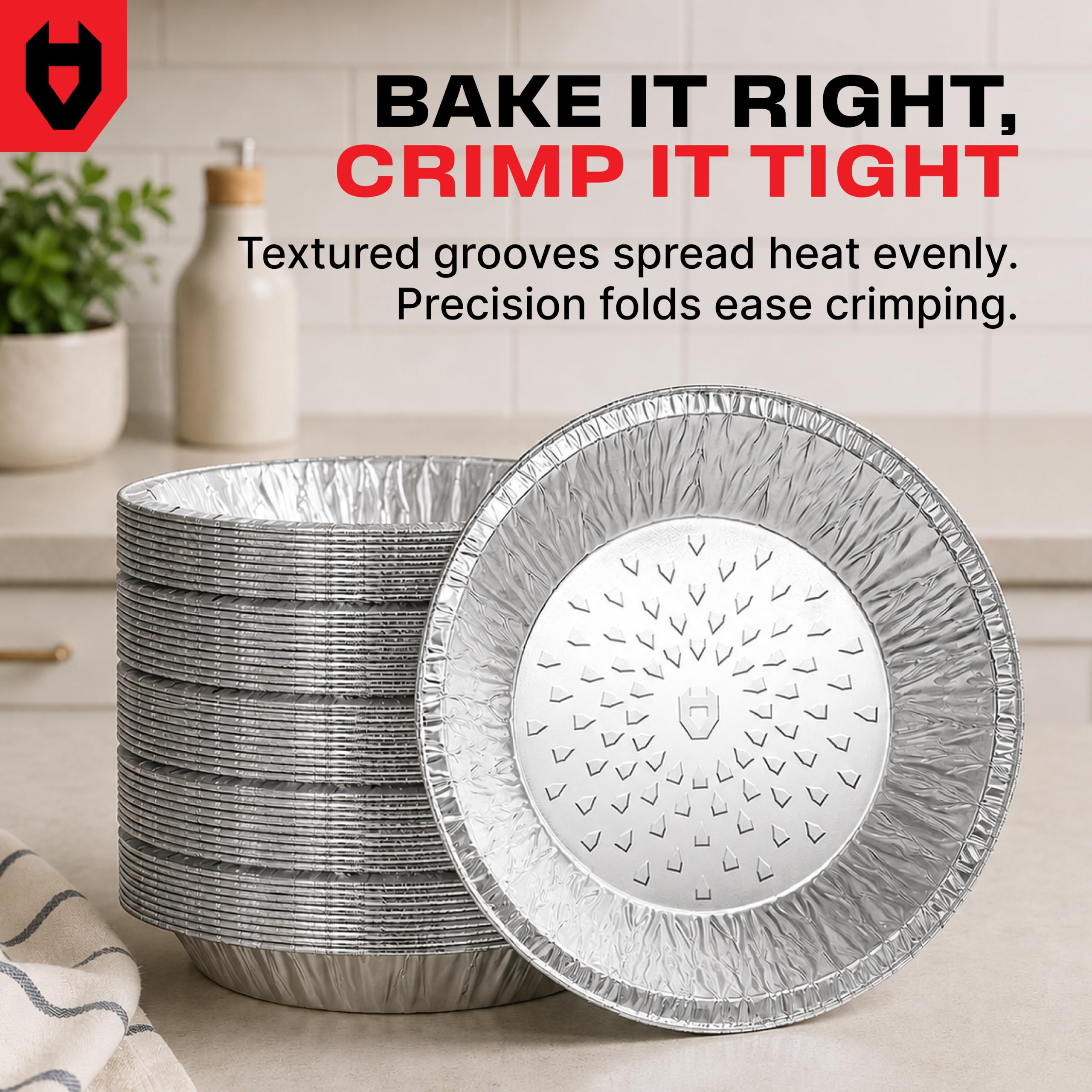 9 inch pie pan with outer rim 9 inner 8.5 bottom 7 NoCry