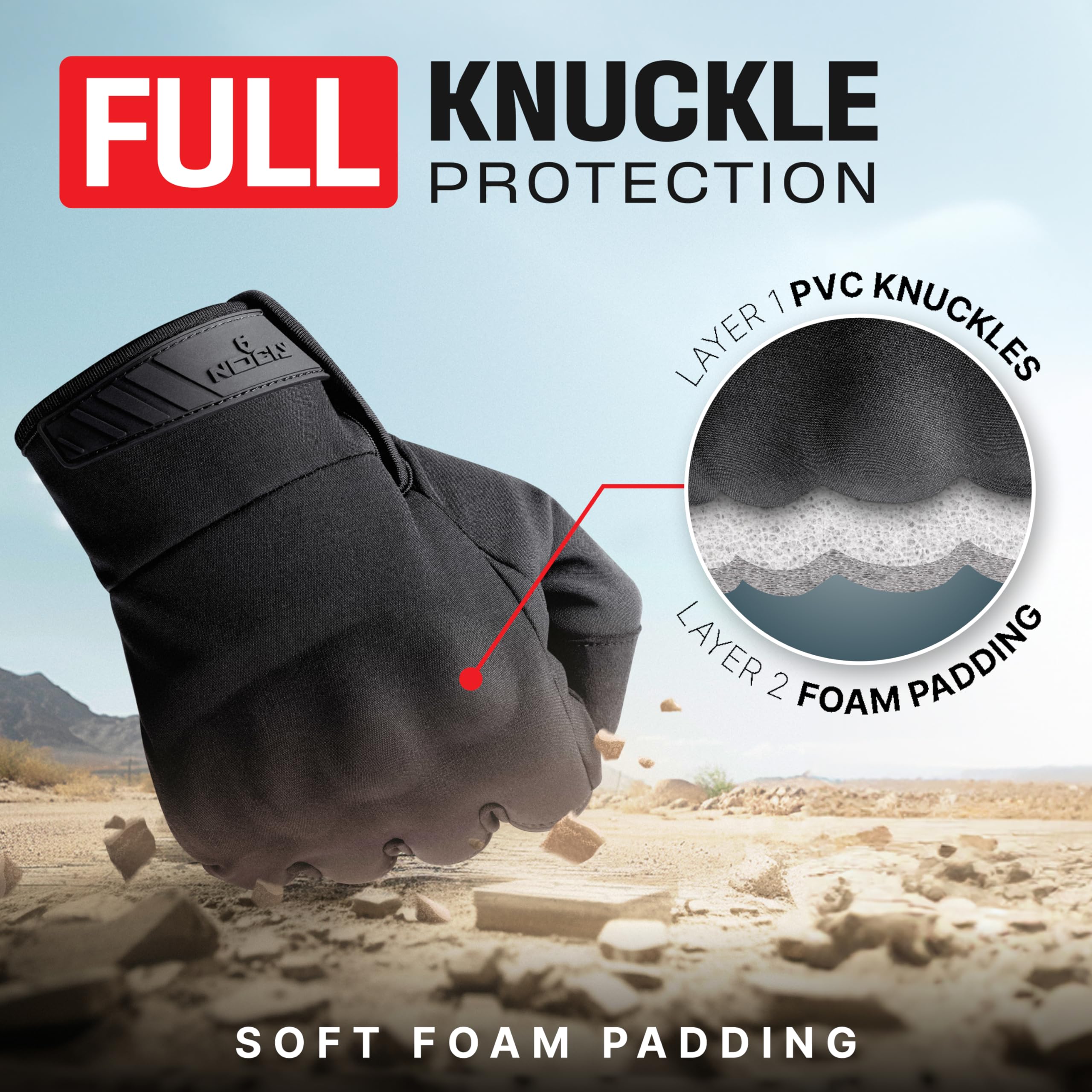 NoCry tactical gloves for men reinforced palm close-up