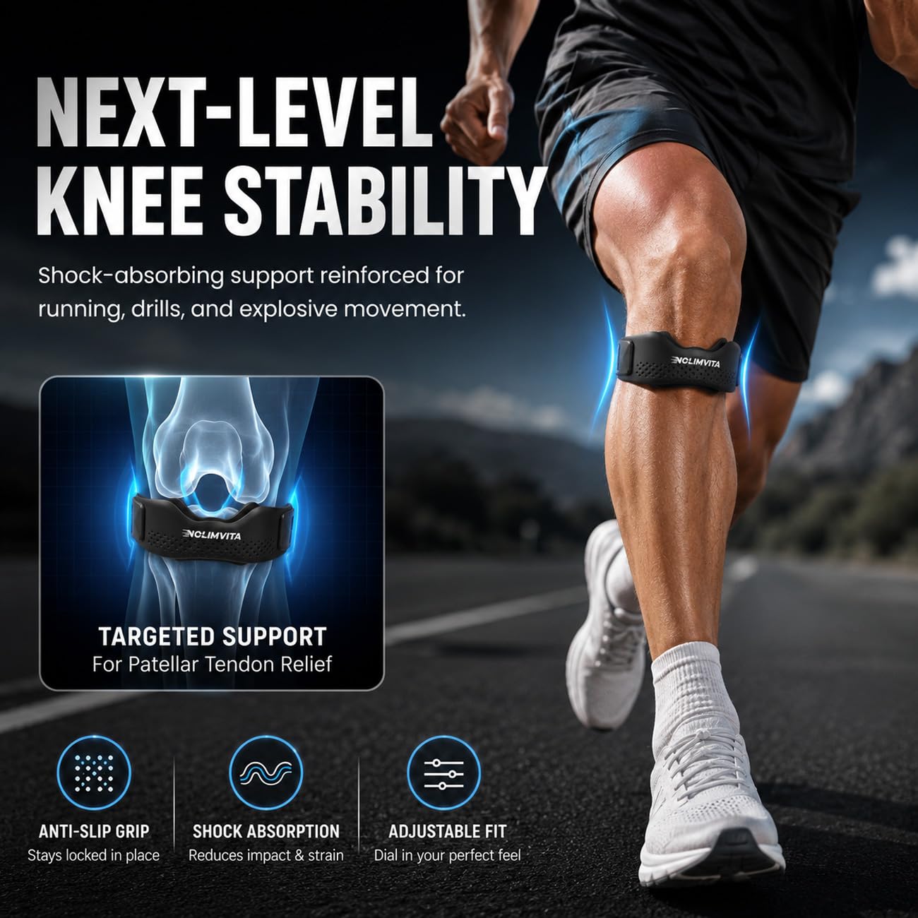 Nolimvita patellar tendon knee band close view