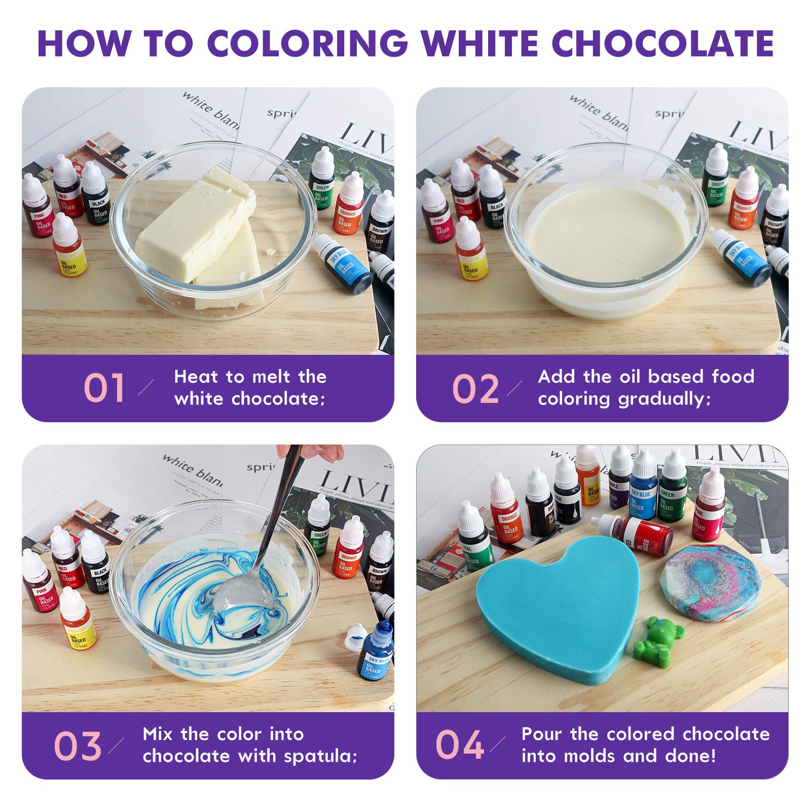 Oil based coloring set for candy melts 10 colors