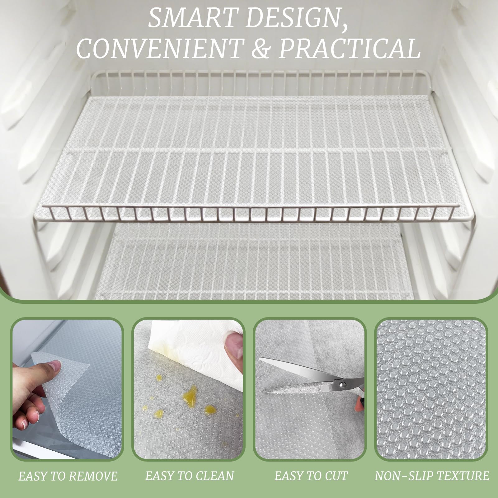 Washable and reusable refrigerator liners 17.7 by 11.4 inches