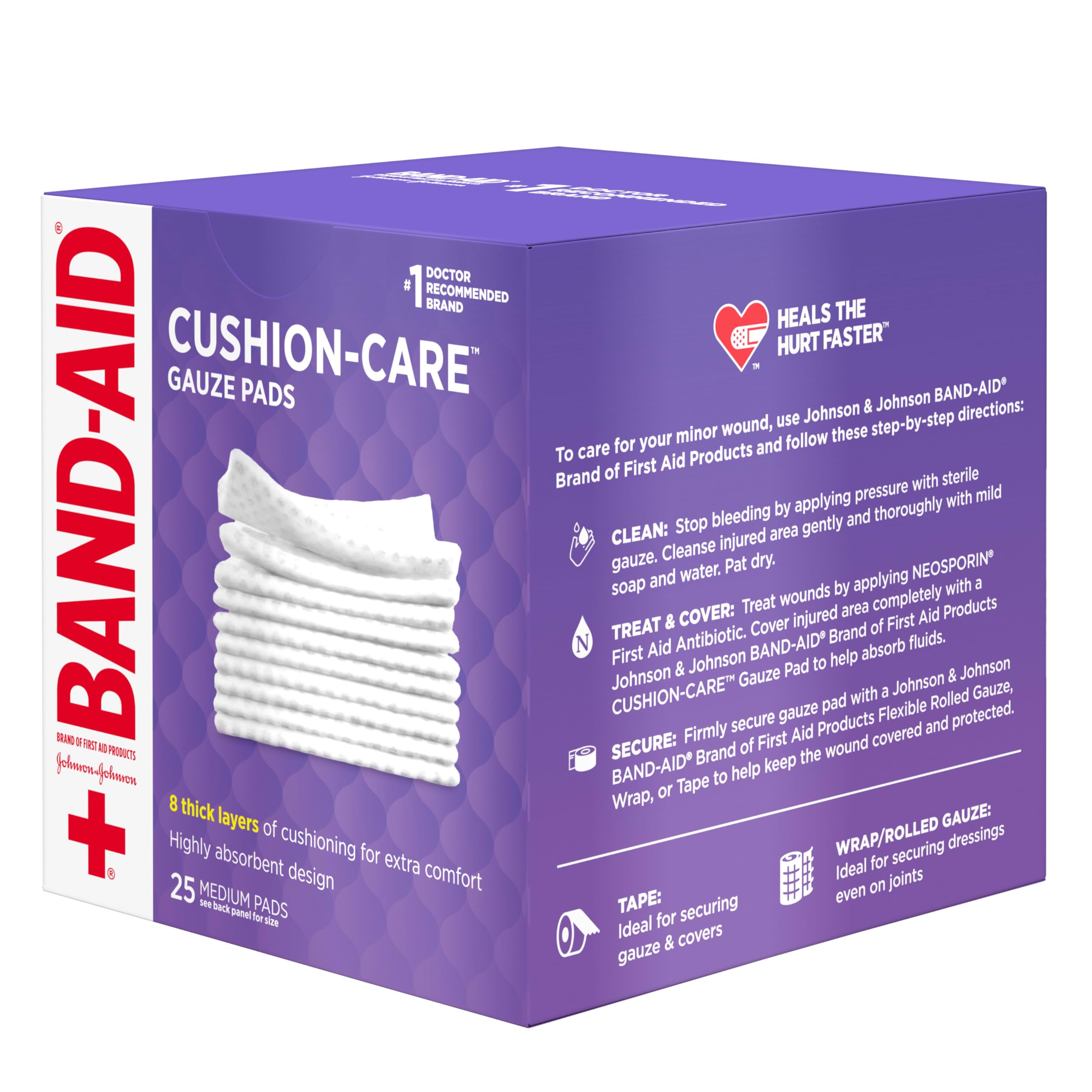 Latex-free BAND-AID Cushion-Care gauze pads
