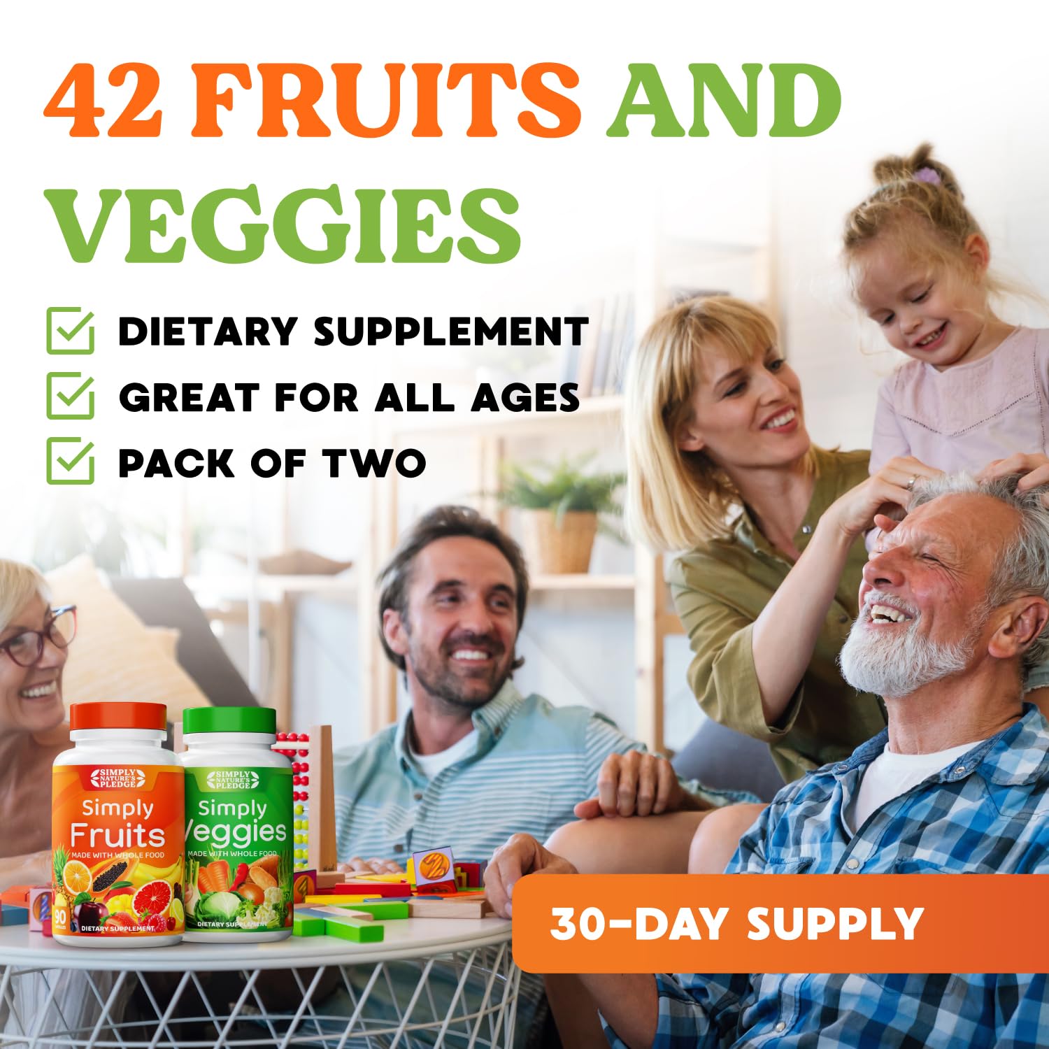 Capsules of Simply Nature's Pledge supplement for daily nutrition