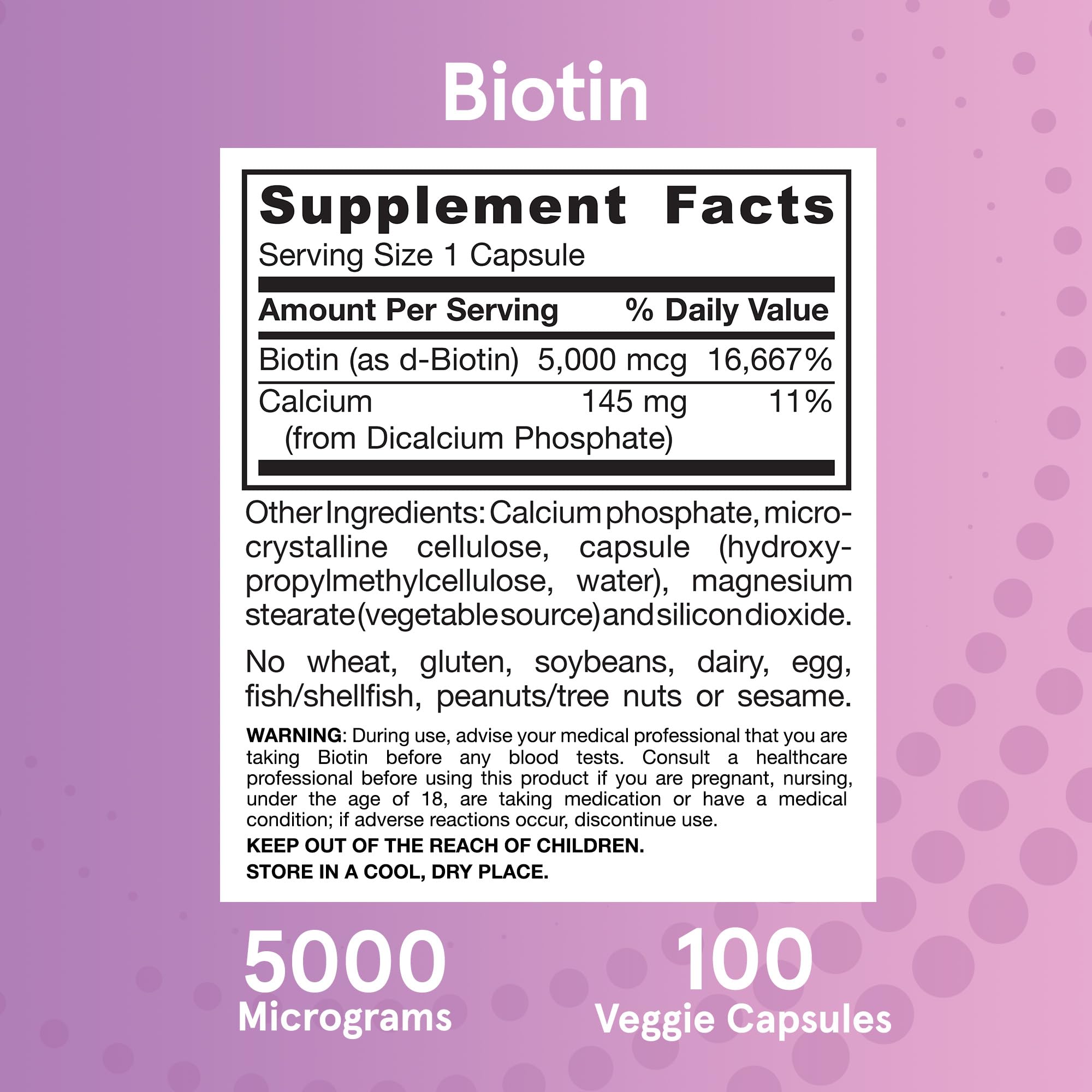 Biotin energy metabolism claim on label