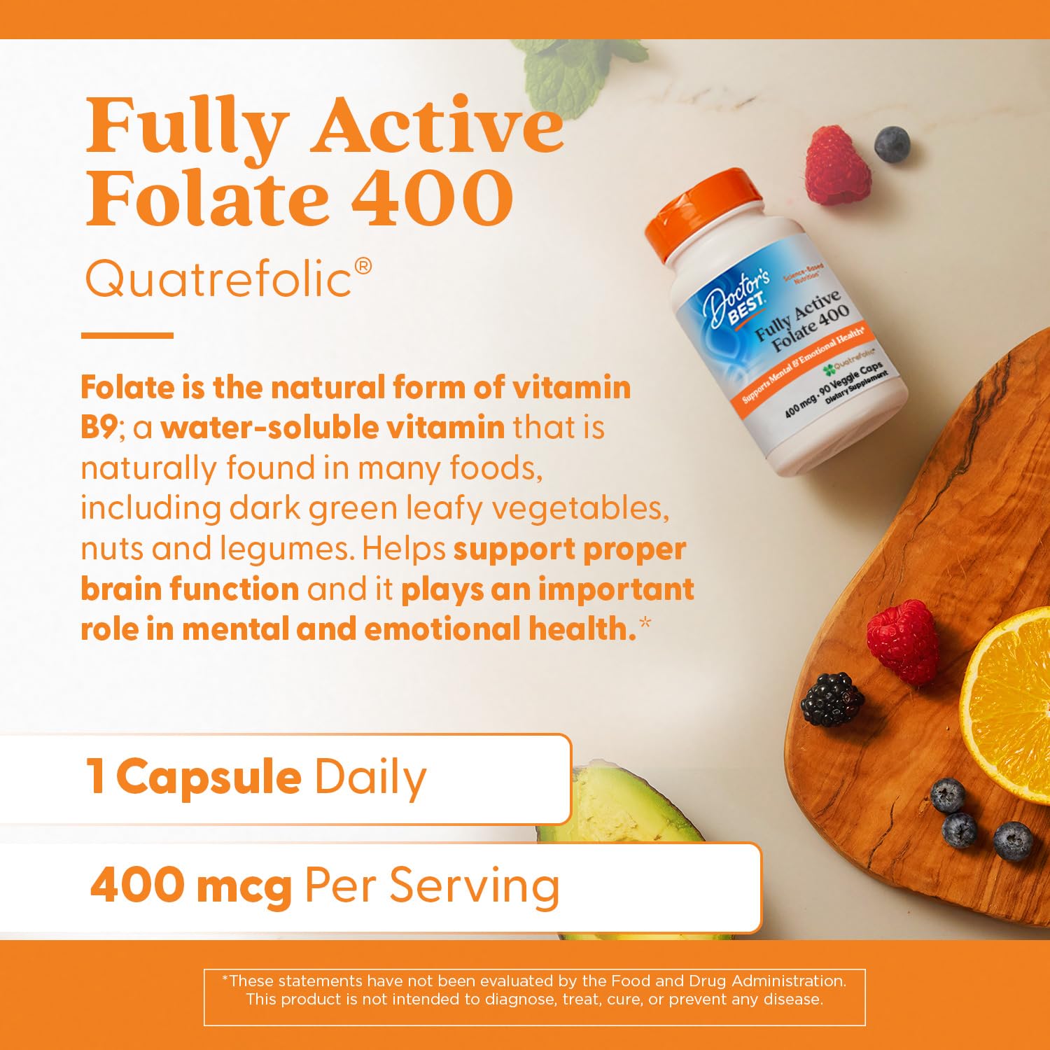 Brain health support with folate and vitamin C