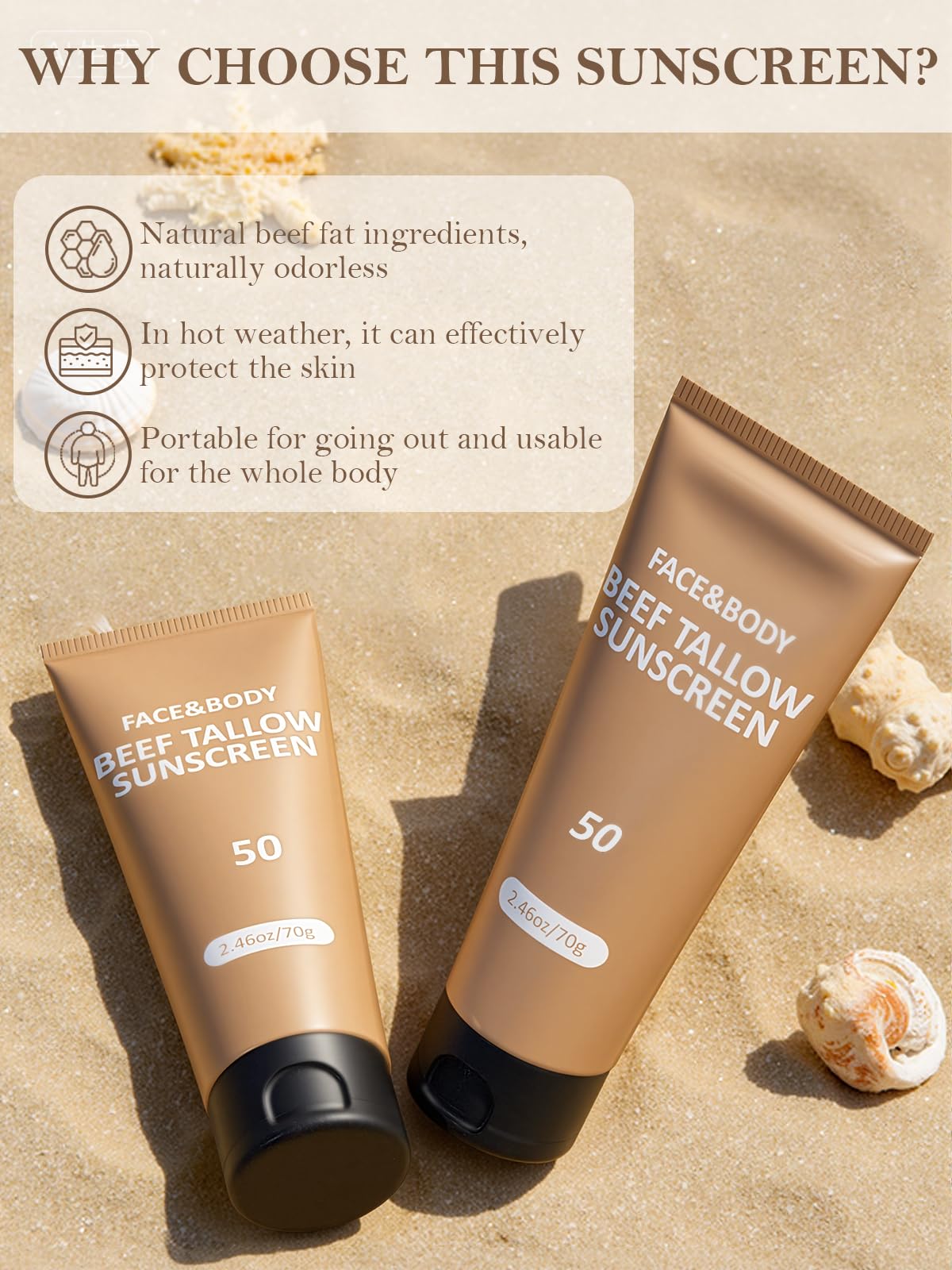Non greasy sunscreen absorbs quickly packaging