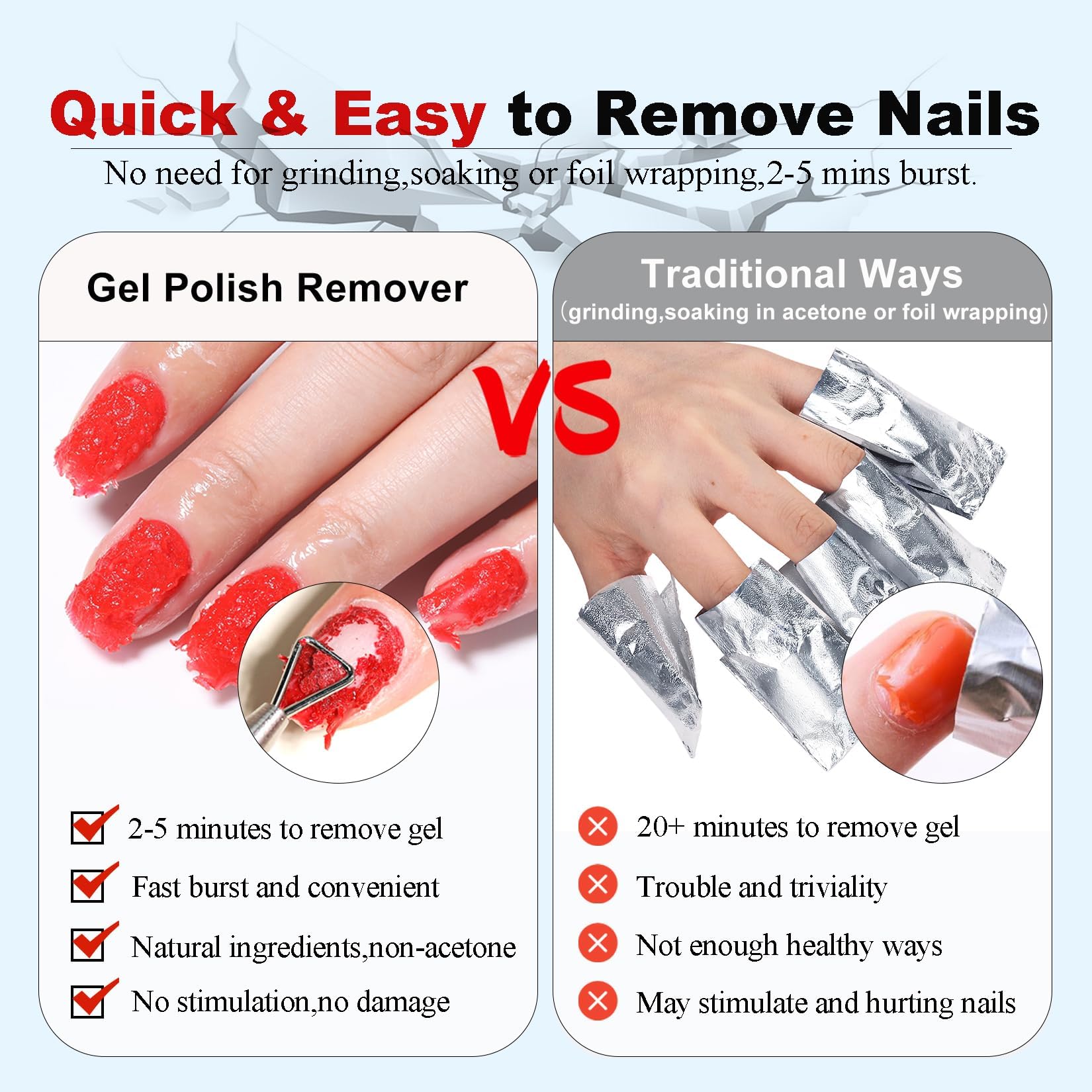optional liquid latex barrier around nails for remover use