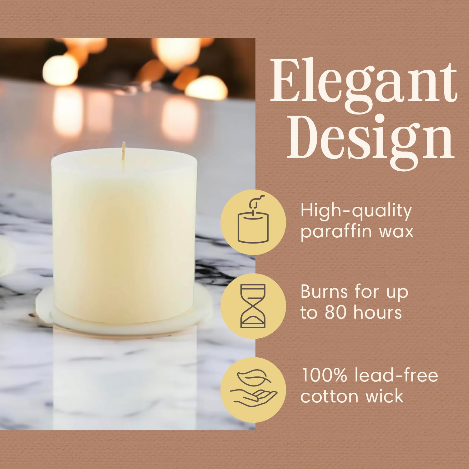 Ivory unscented pillar candle 4x4 by Mister Candle