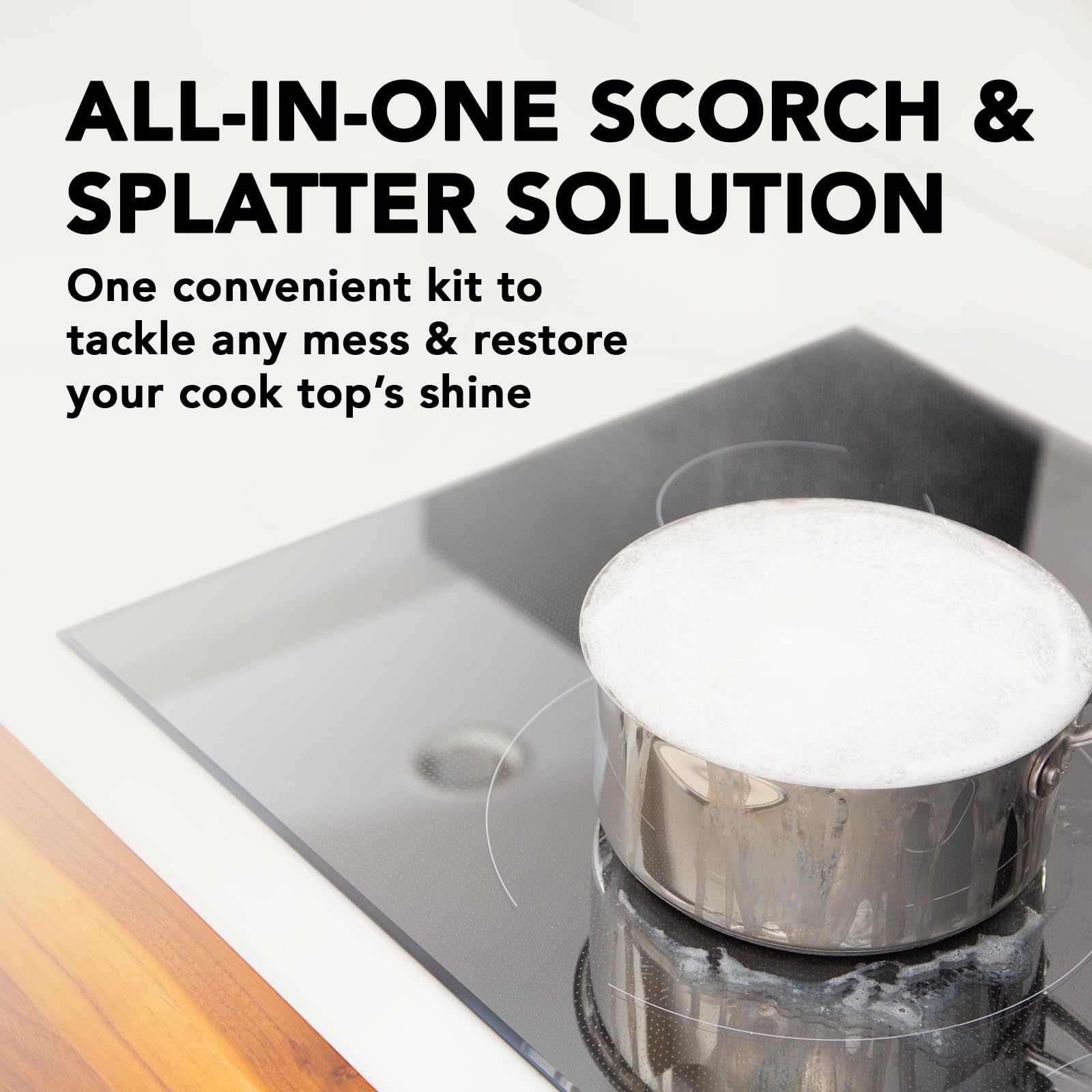 Three non-scratch scrubbing pads included in kit