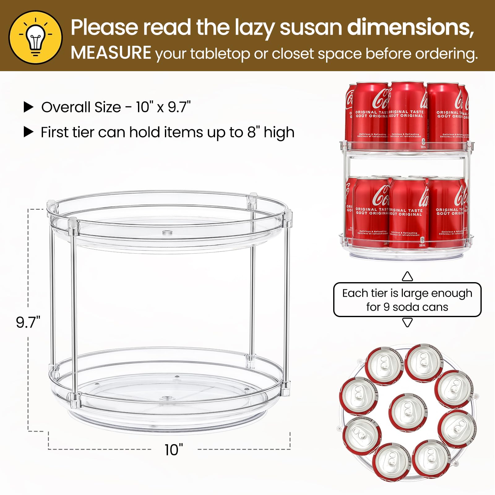 Non skid base rotating lazy Susan for pantry
