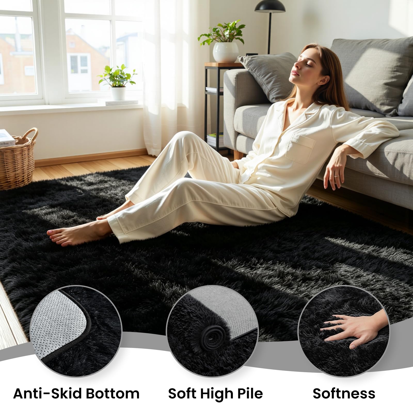 memory foam core 0.35 inch under fluffy rug