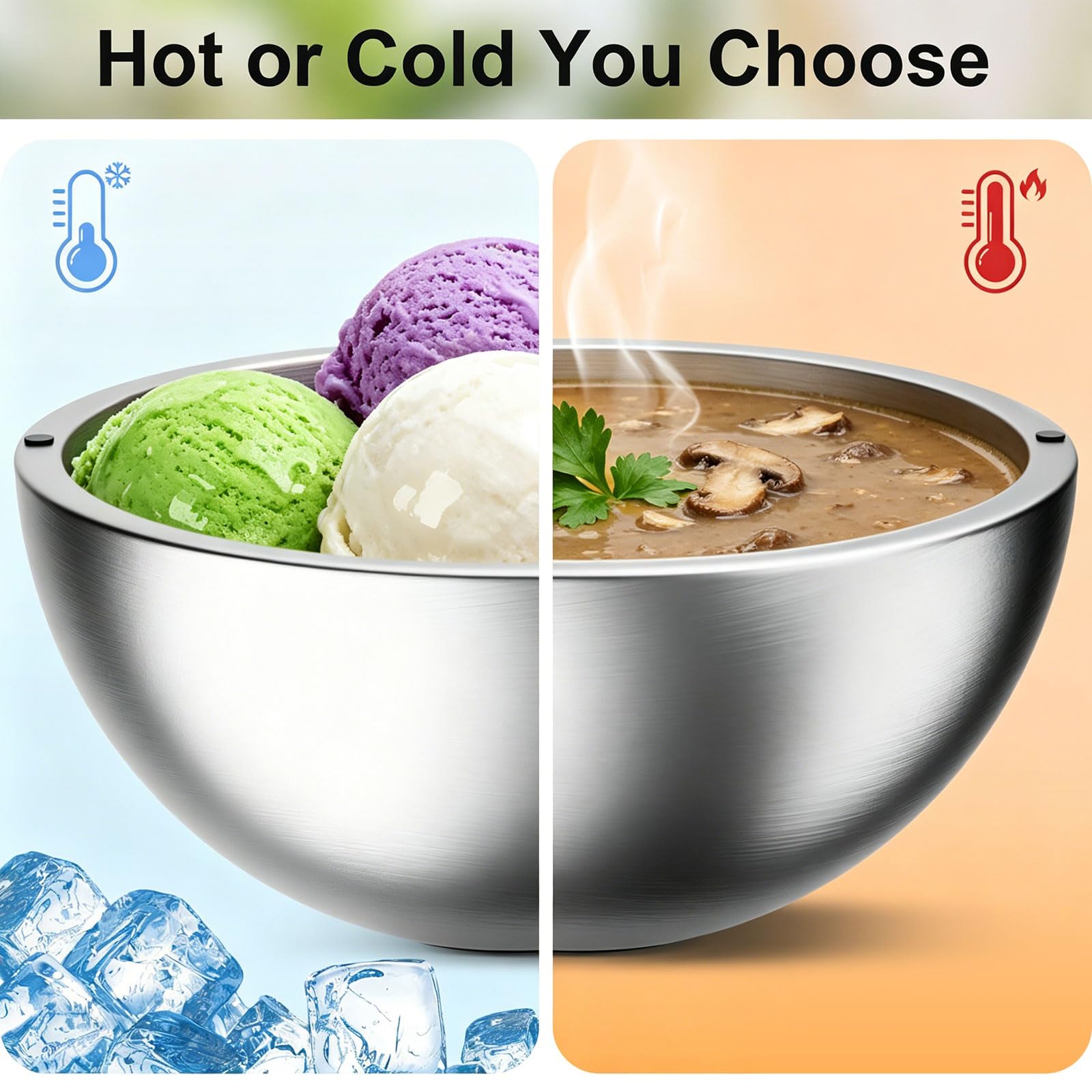 Refrigerator and freezer safe dip bowl for salads