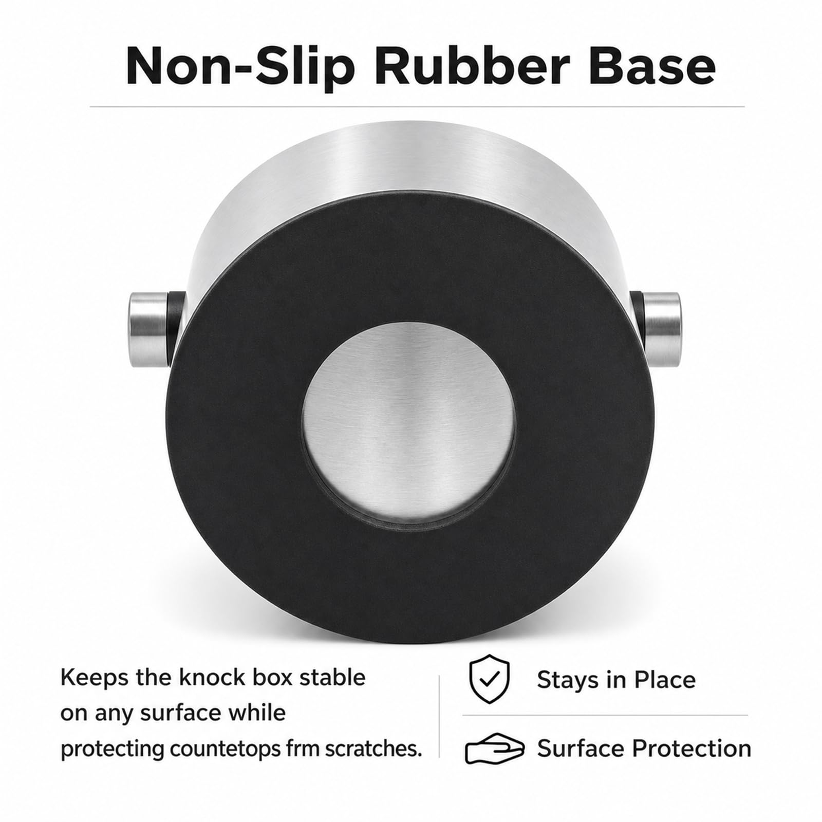Knock box with rubber bottom base for stability