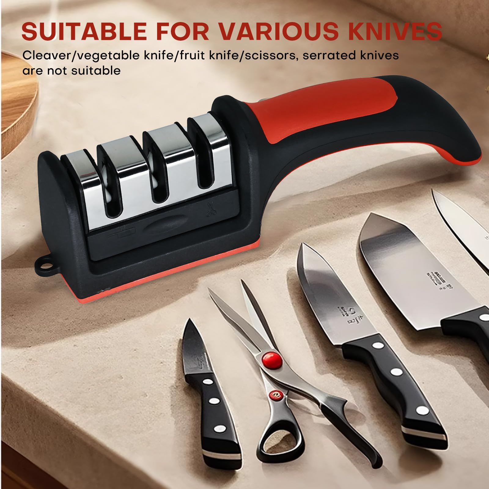 Sharpener designed for chef knives paring knives and scissors