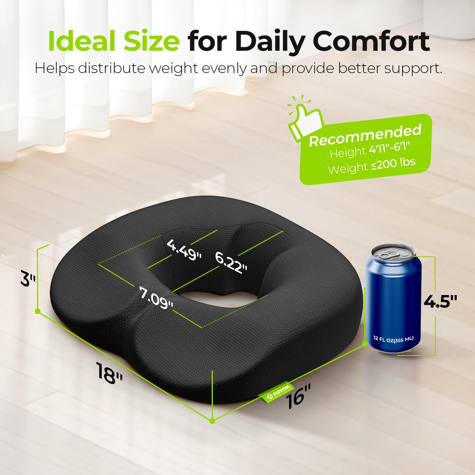 Silicone anti-slip bottom keeps cushion stable