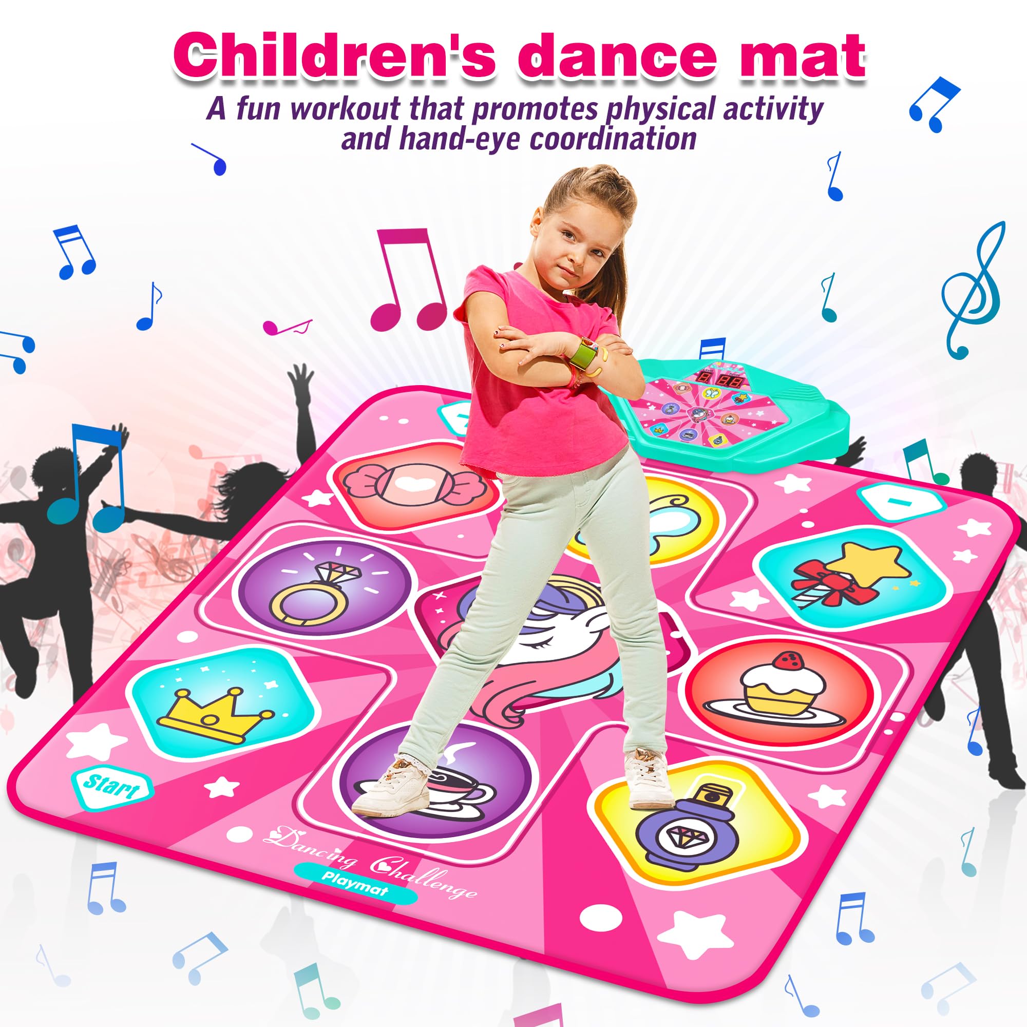 Non-slip durable vinyl surface of dance mat