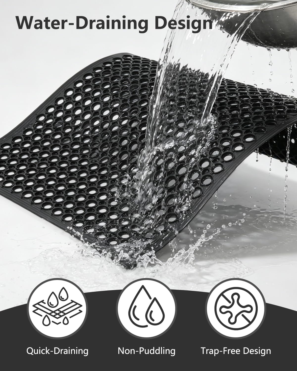 Textured hollow rubber surface for non-slip traction