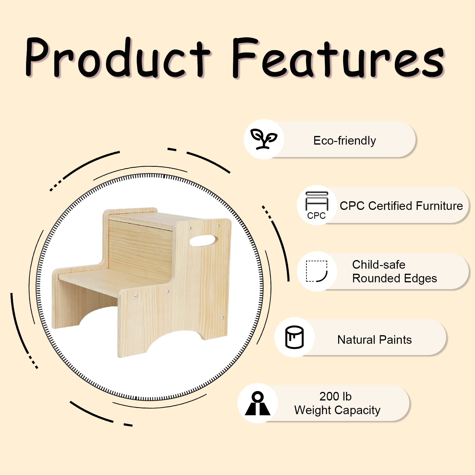 Easy to assemble toddler stool with grooved slots and handles