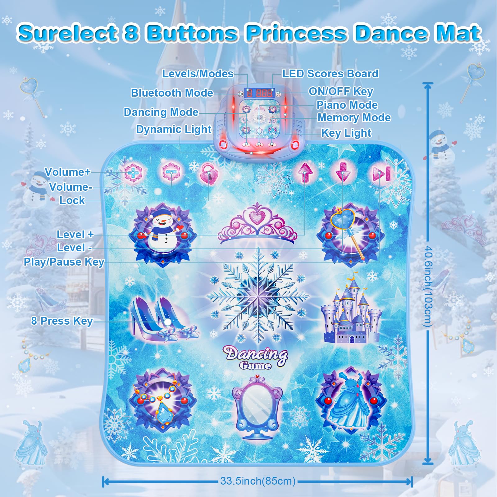Memory mode and LED score display on dance mat