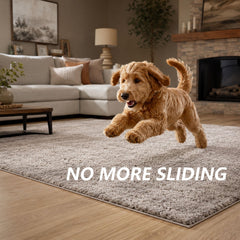 Non-slip rug tape applied to hardwood floor edge