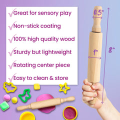 Non-stick surface on 8-inch mini rolling pins for kids