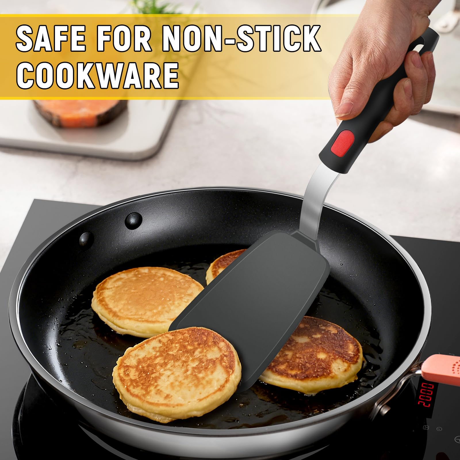Non-stick cookware safe spatula edge detail