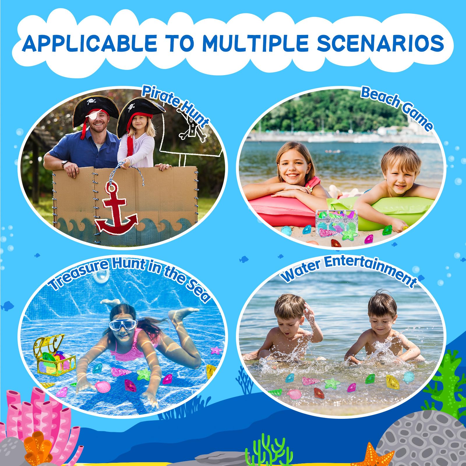 Non-toxic acrylic diving gems for safe water play