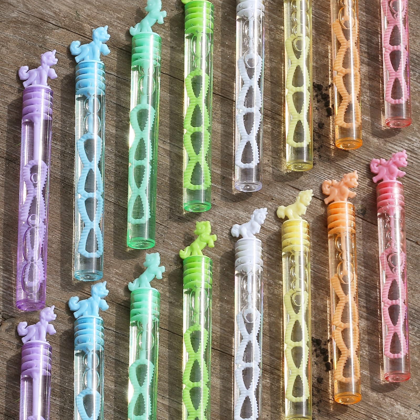 Non-toxic bubble solution inside unicorn bubble wands for safe play