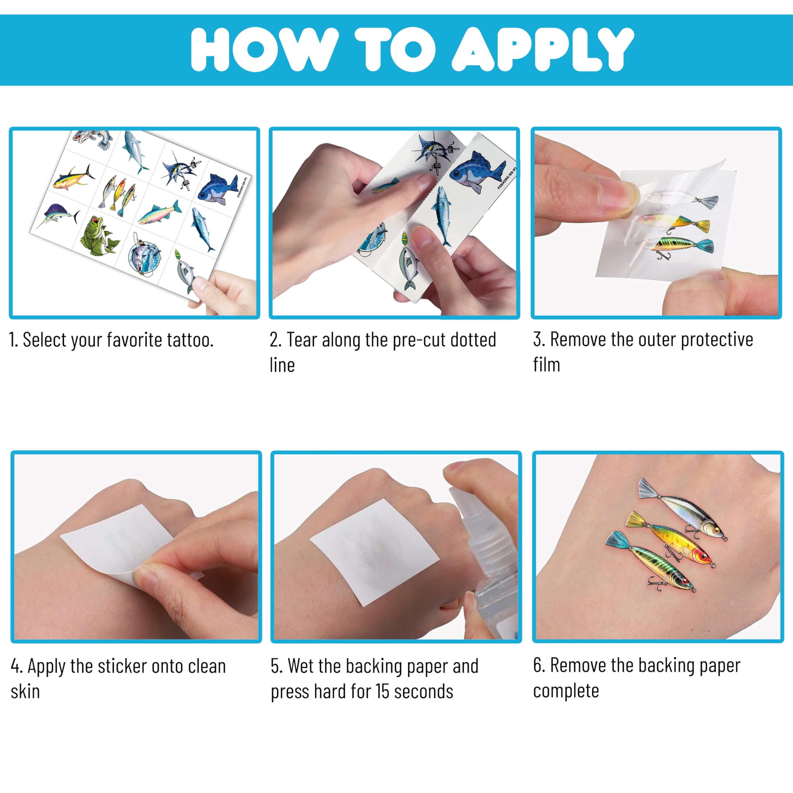 how to apply fishing tattoos on skin or objects like water bottle