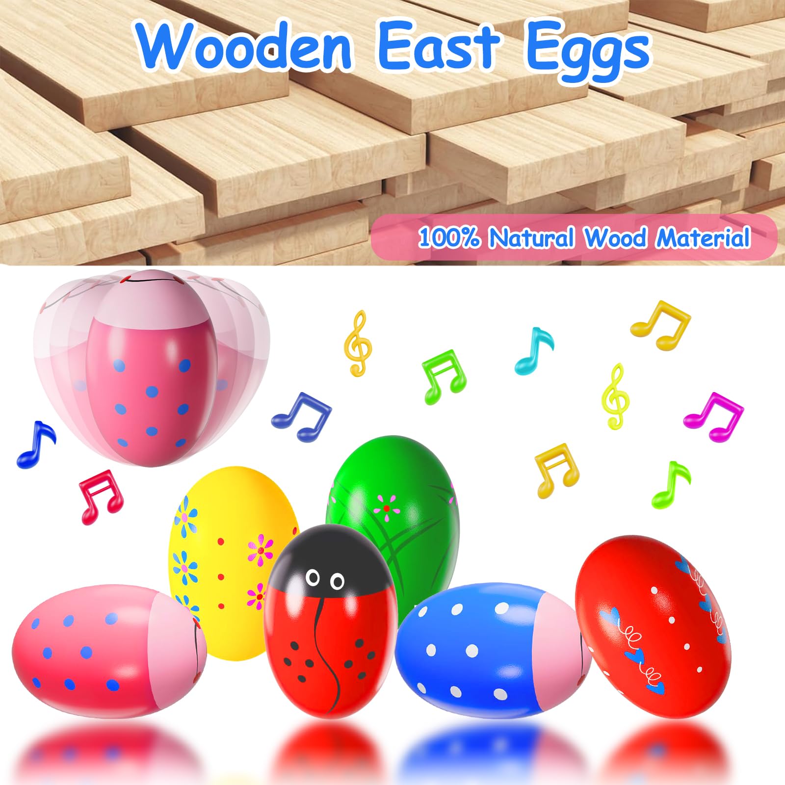 colorful wooden easter eggs percussion toy for kids