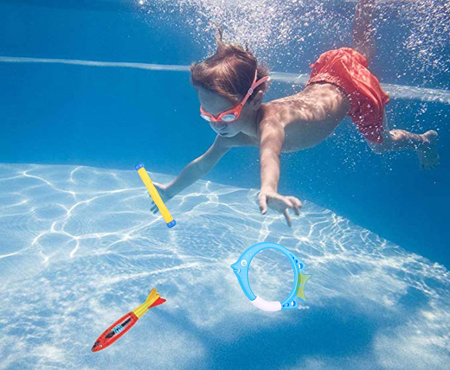 shark torpedo pool toy set for family pool party