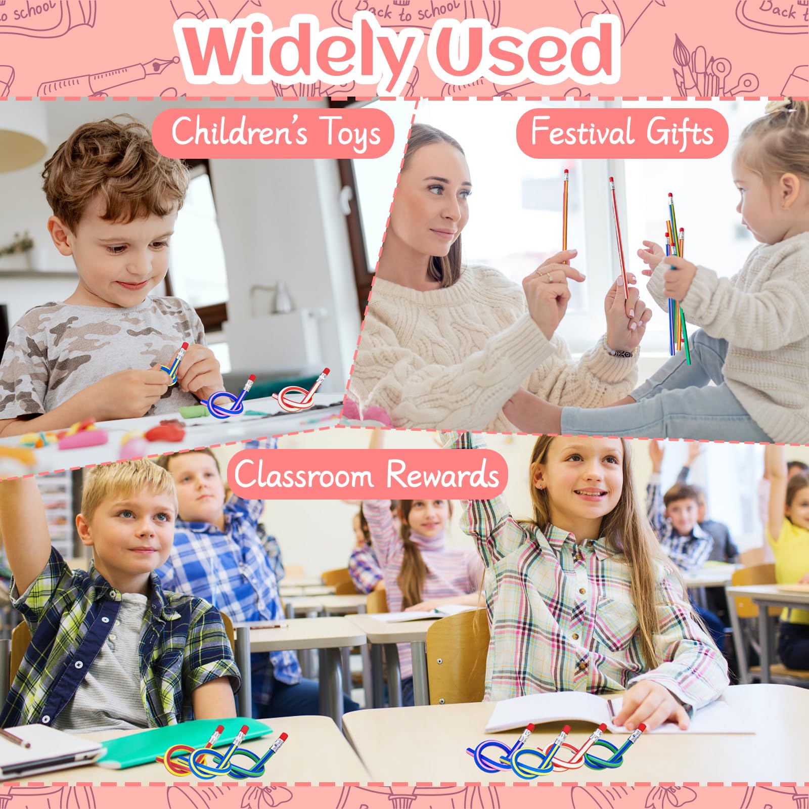 Non-toxic rubber pencils with safety eraser feature